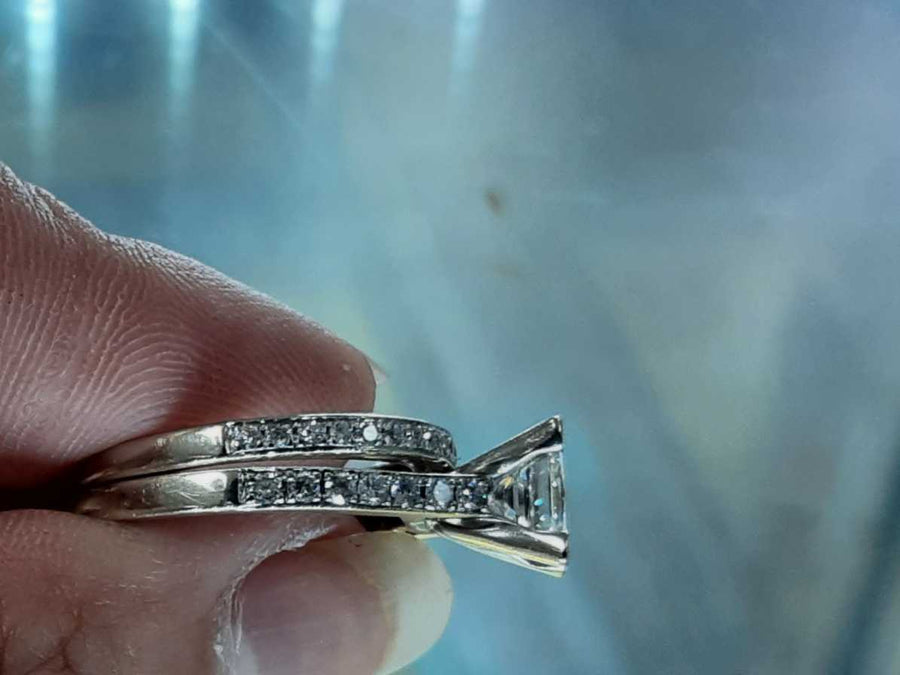 Ring - Engagement Set - White Gold 14k (.585) 4.4 grams Size 5
