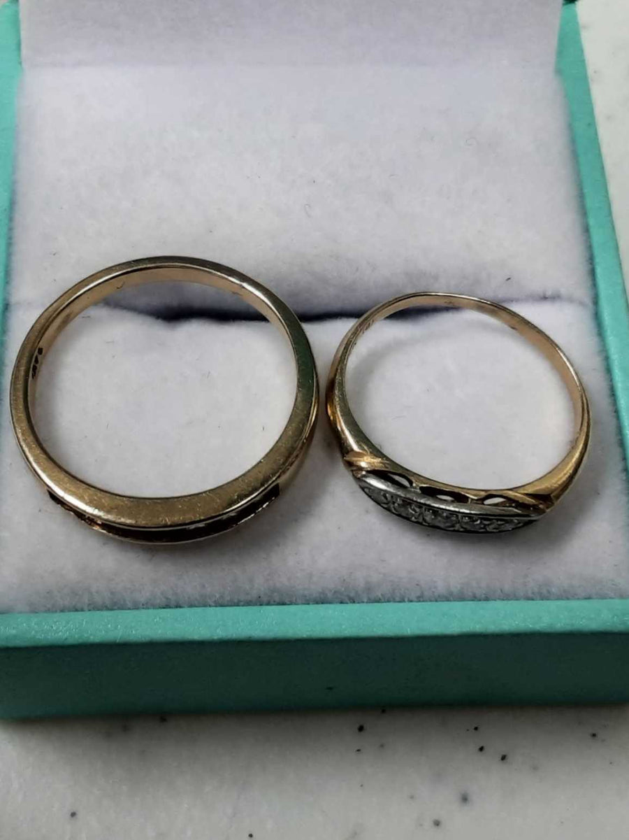 Ring - Wedding Set - Yellow Gold 14k (.585) 3.3 grams Size 6