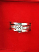 Ring - Wedding Set - White Gold 14k (.585) 7.1 grams Size 7