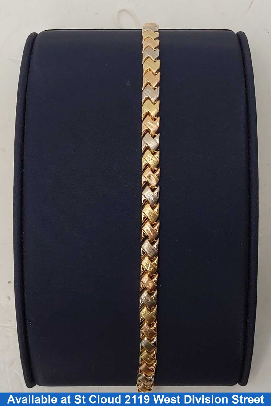 Link Bracelet - Tricolor Gold 14k (.585) 6.18 grams 7 inch