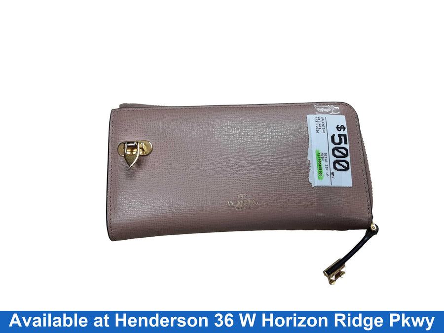 Valentino Beige Zip Up Beige / Tan Wallet