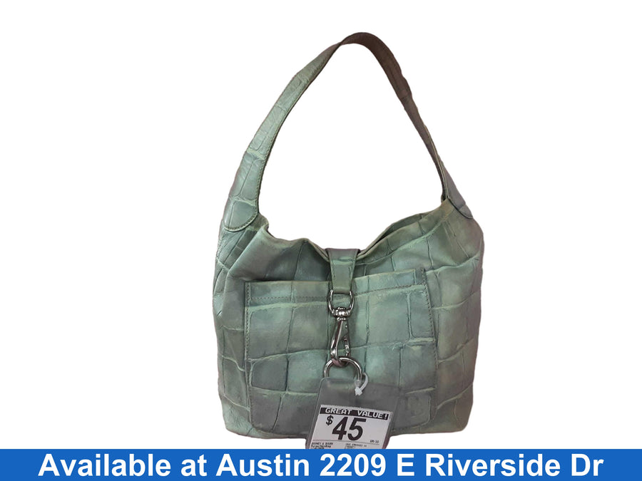 Dooney & Bourke Croc Embossed Hobo Tote Green Purse / Handbag