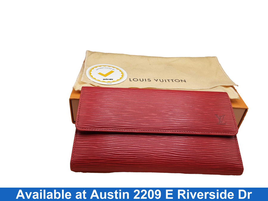 Louis Vuitton Porte Tresor International Epi Leather Red Wallet