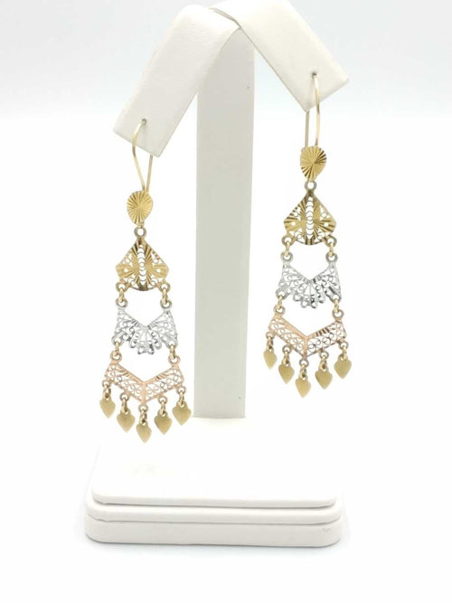 Filigree Earrings - Tricolor Gold 14k (.585) 6.3 grams