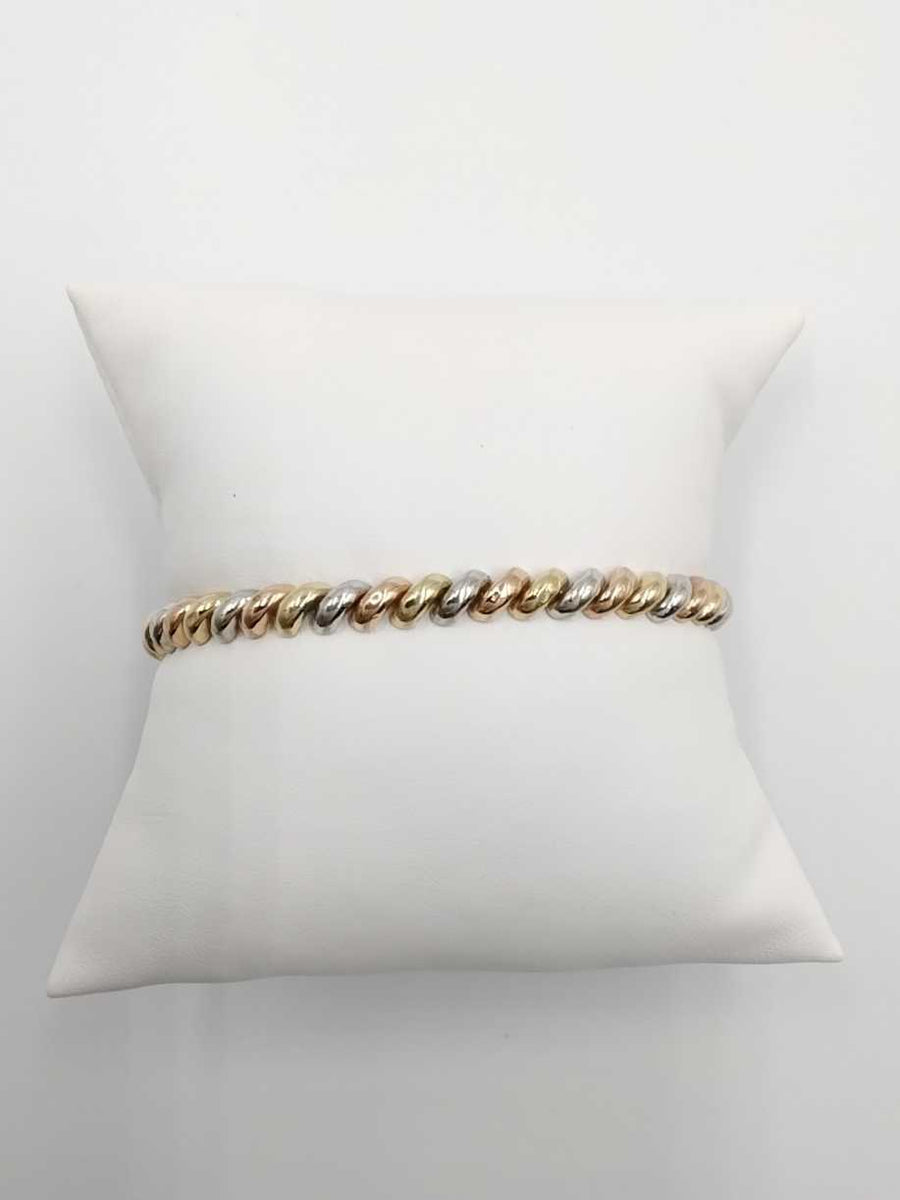 Bracelet - Tricolor Gold 14k (.585) 9.8 grams 8 inch