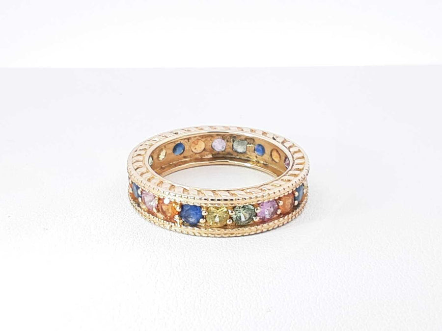 Rainbow Sapphire Eternity Band In 14k Yellow Gold 6 Grams Size 9 Fw1025lerdu