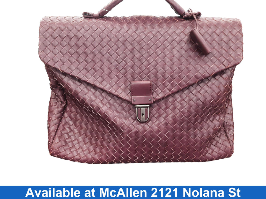 Bottega Veneta Weaving Briefcase Purple Purse / Handbag