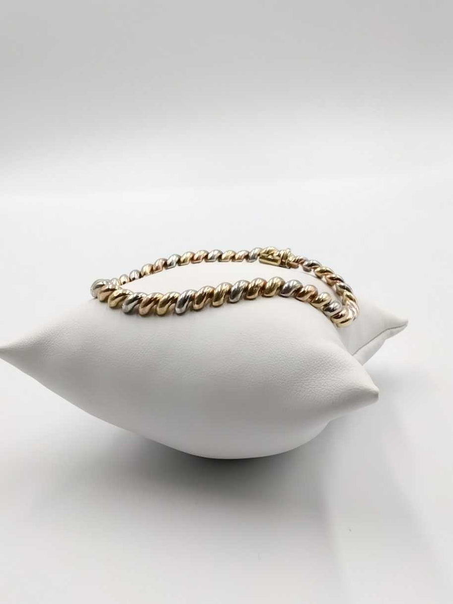 Bracelet - Tricolor Gold 14k (.585) 9.8 grams 8 inch