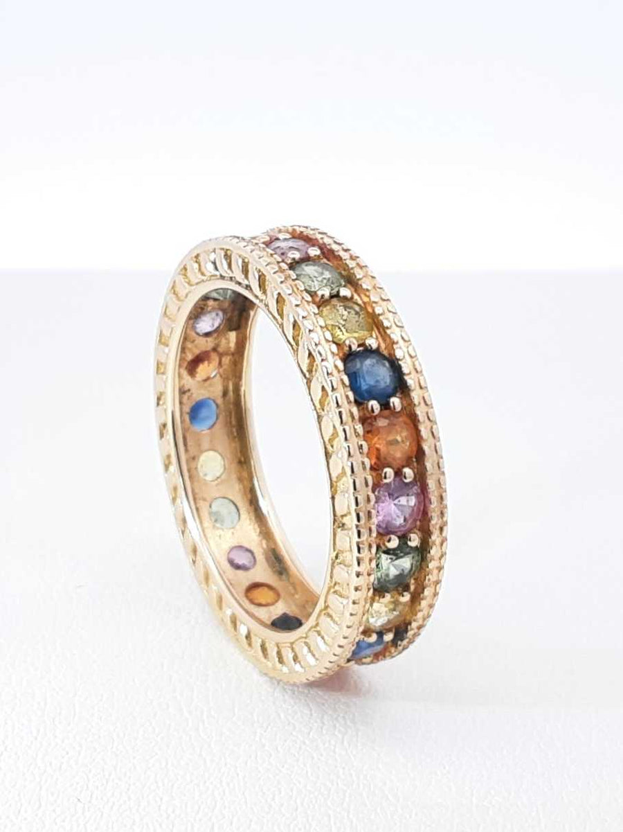 Rainbow Sapphire Eternity Band In 14k Yellow Gold 6 Grams Size 9 Fw1025lerdu