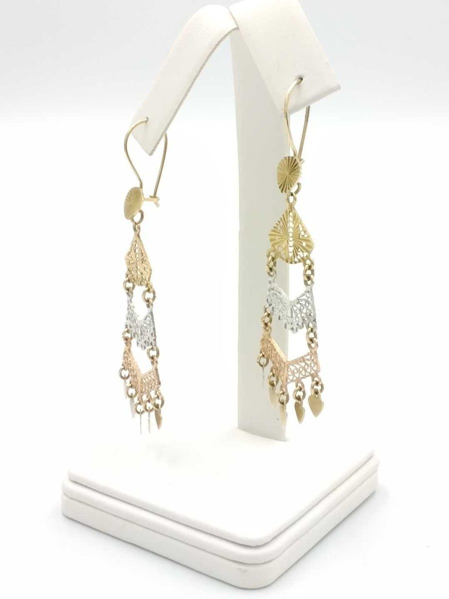 Filigree Earrings - Tricolor Gold 14k (.585) 6.3 grams