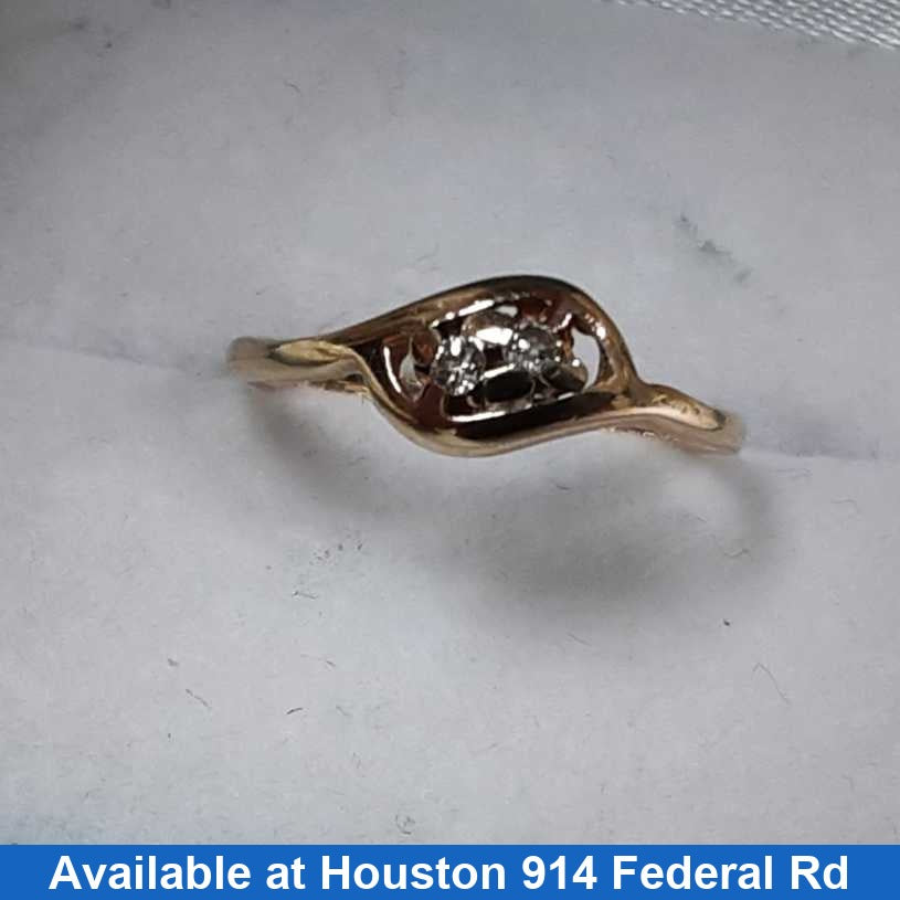 Women's Ring - Solitaire - Yellow Gold 14k (.585) 1 grams Size 4.5