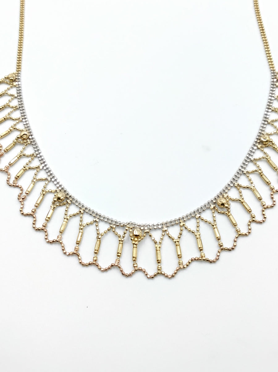 Bead Chain - Tricolor Gold 14k (.585) 8.2 grams 18 inch