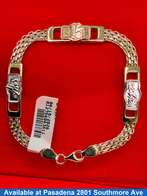 Tennis Bracelet - Tricolor Gold 14k (.585) 6.5 grams 8 inch