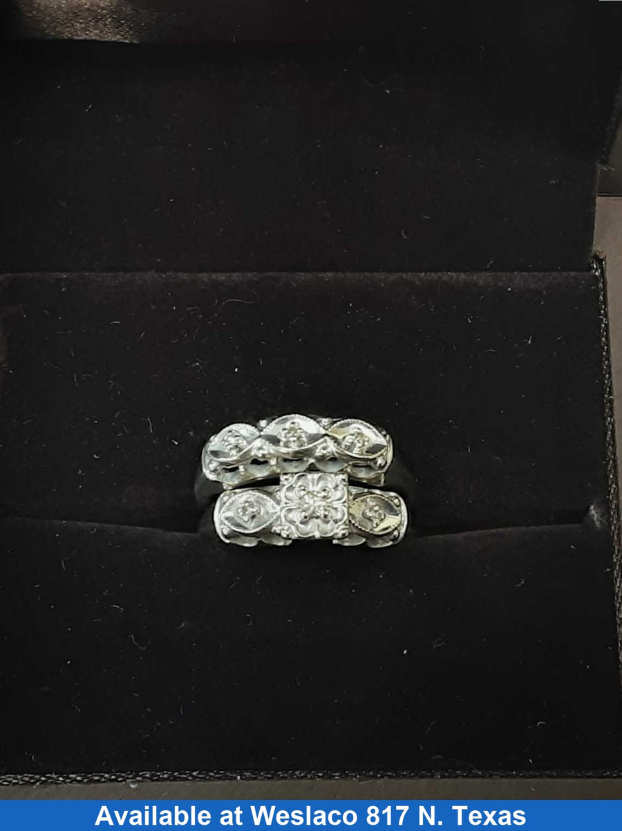 Ring - Engagement Set - White Gold 14k (.585) 4 grams Size 7