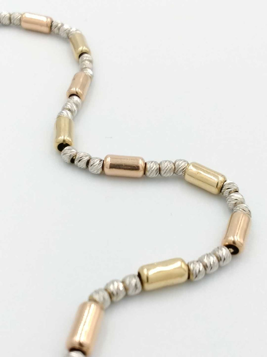 Bead Bracelet - Tricolor Gold 10k (.417) 4.9 grams 10 inch