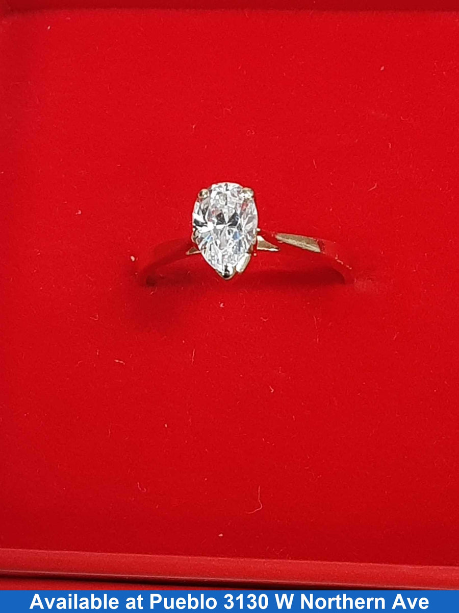 Women's Ring - Solitaire - Yellow Gold 14k (.585) 1.8 grams Size 6.5