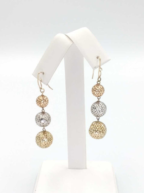 Gold Ball Earrings - Tricolor Gold 10k (.417) 3.5 grams