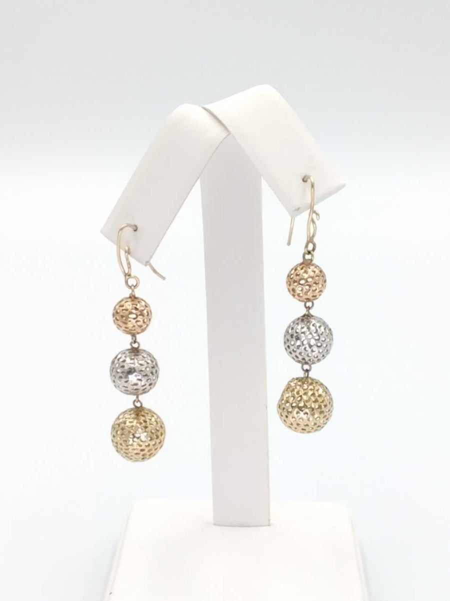 Gold Ball Earrings - Tricolor Gold 10k (.417) 3.5 grams