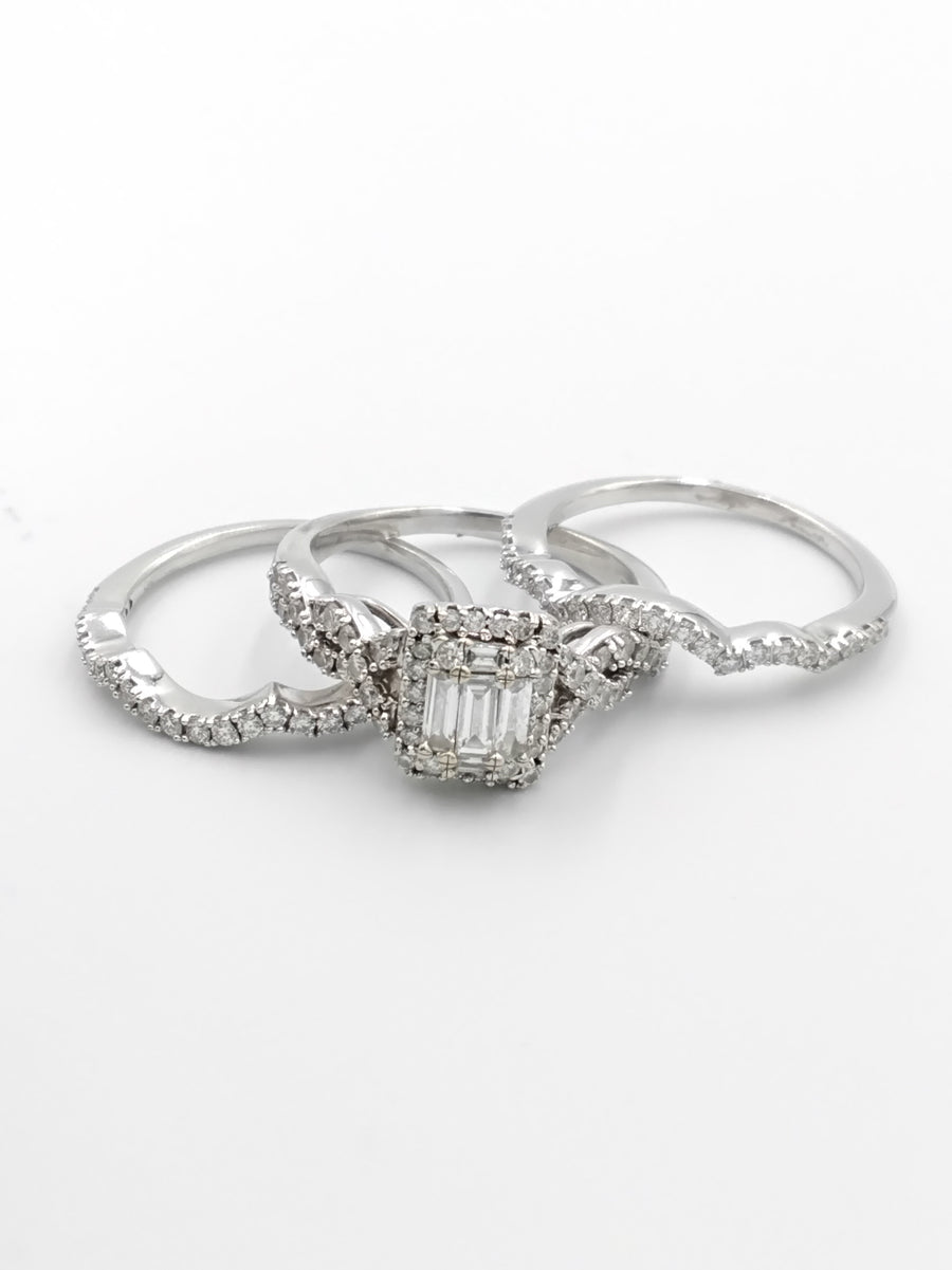 Ring - Wedding Set - White Gold 14k (.585) 9.9 grams Size 9.5
