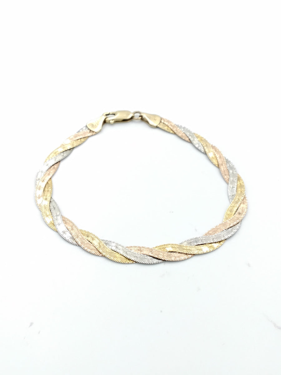 Tricolor Bracelet - Tricolor Gold 14k (.585) 5.4 grams 7 inch