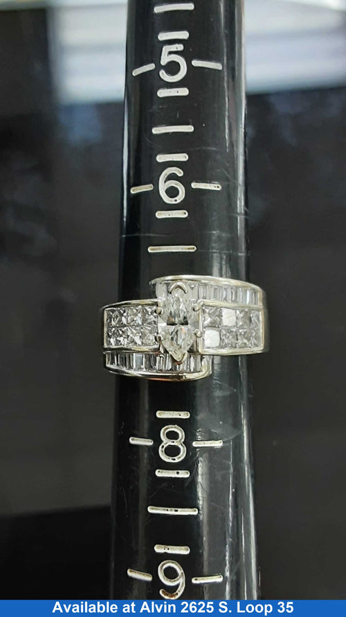 Ring - Engagement Set - White Gold 14k (.585) 8.3 grams Size 7.5