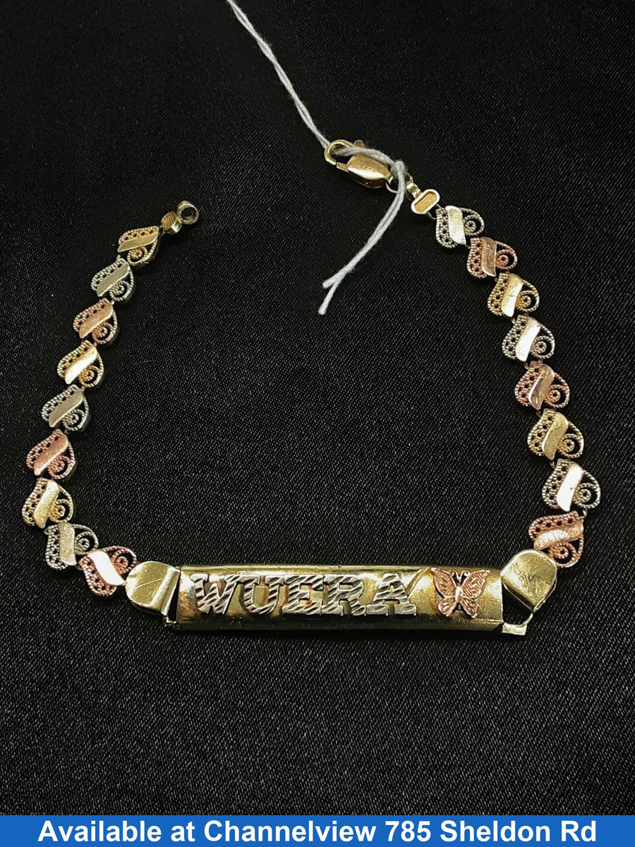 ID Bracelet - Tricolor Gold 14k (.585) 8.8 grams 7 inch