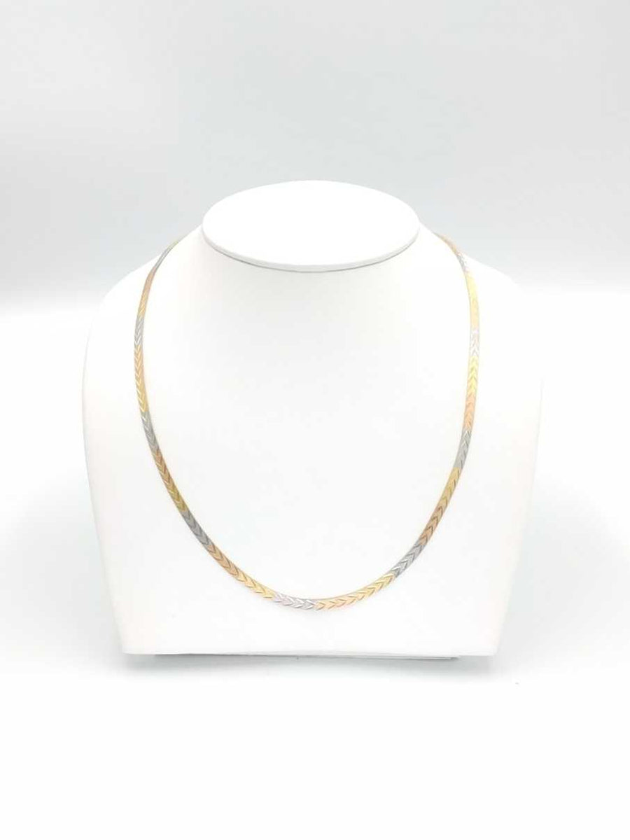 Herringbone Chain - Tricolor Gold 14k (.585) 5.6 grams 18 inch