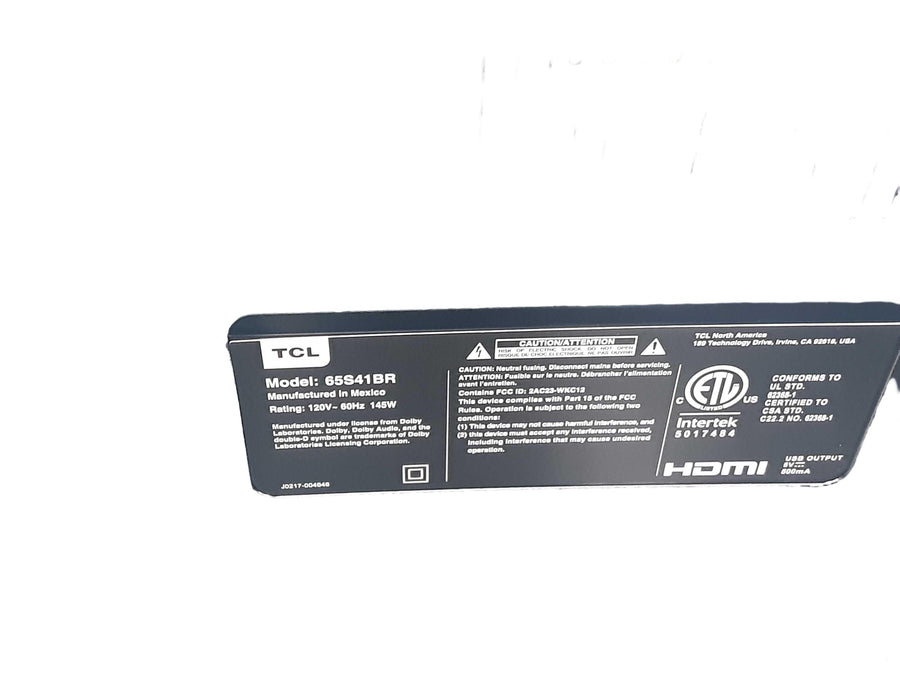 Tcl 65s41br Black