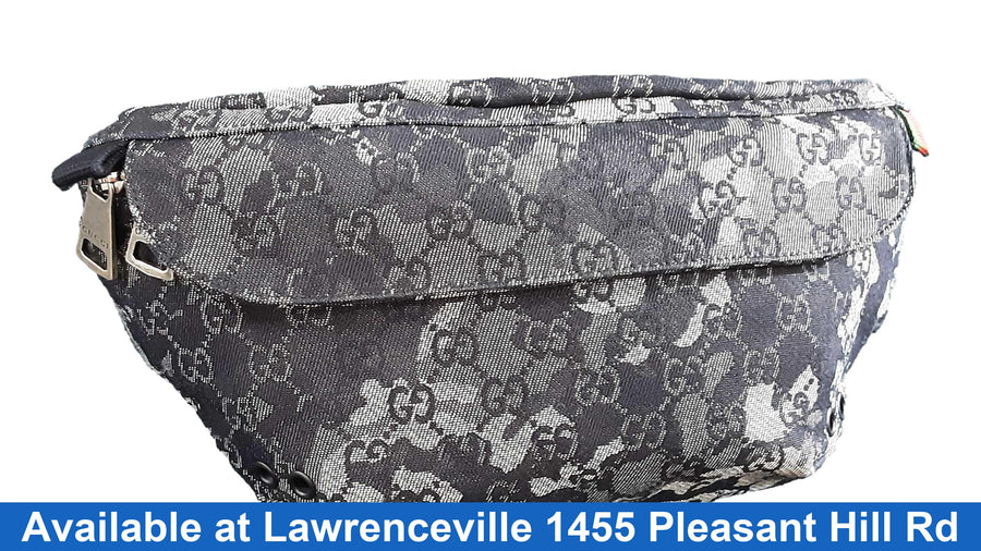 Gucci Denim Camouflage Large Belt Bag Blue Purse / Handbag