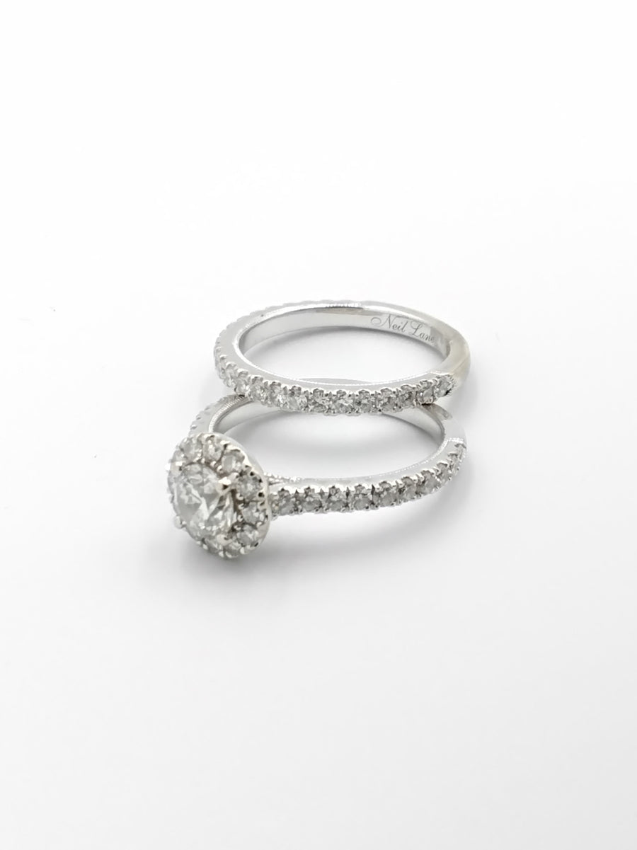 Ring - Wedding Set - White Gold 14k (.585) 6.3 grams Size 7