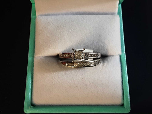 Ring - Engagement Set - White Gold 10k (.417) 2.8 grams Size 6.5