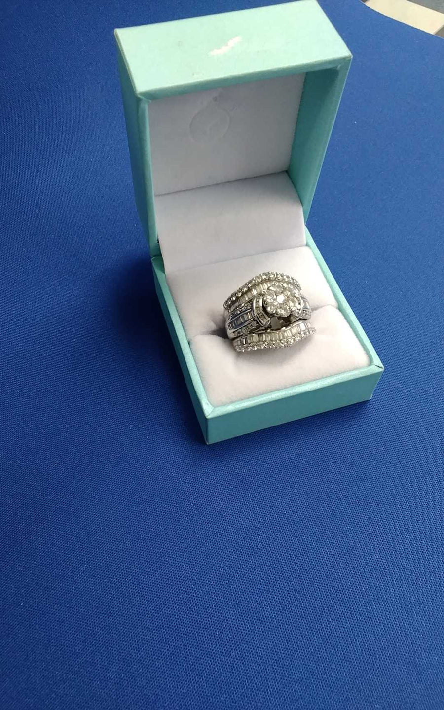 Ring - Wedding Set - White Gold 14k (.585) 13.3 grams Size 7.5