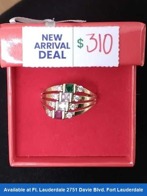 Women's Ring - Anniversary - Yellow Gold 14k (.585) 2.6 grams Size 7.5