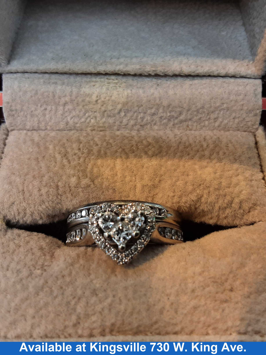 Ring - Engagement Set - White Gold 14k (.585) 6.1 grams Size 5.5