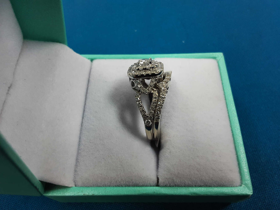 Ring - Wedding Set - White Gold 14k (.585) 4.6 grams Size 20