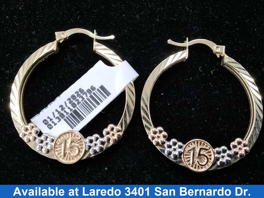 Hoop Earrings - Tricolor Gold 14k (.585) 4.4 grams