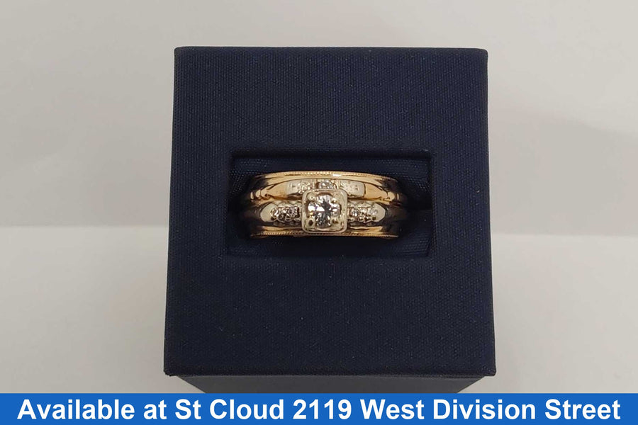 Ring - Wedding Set - Yellow Gold 14k (.585) 8.09 grams Size 8.5
