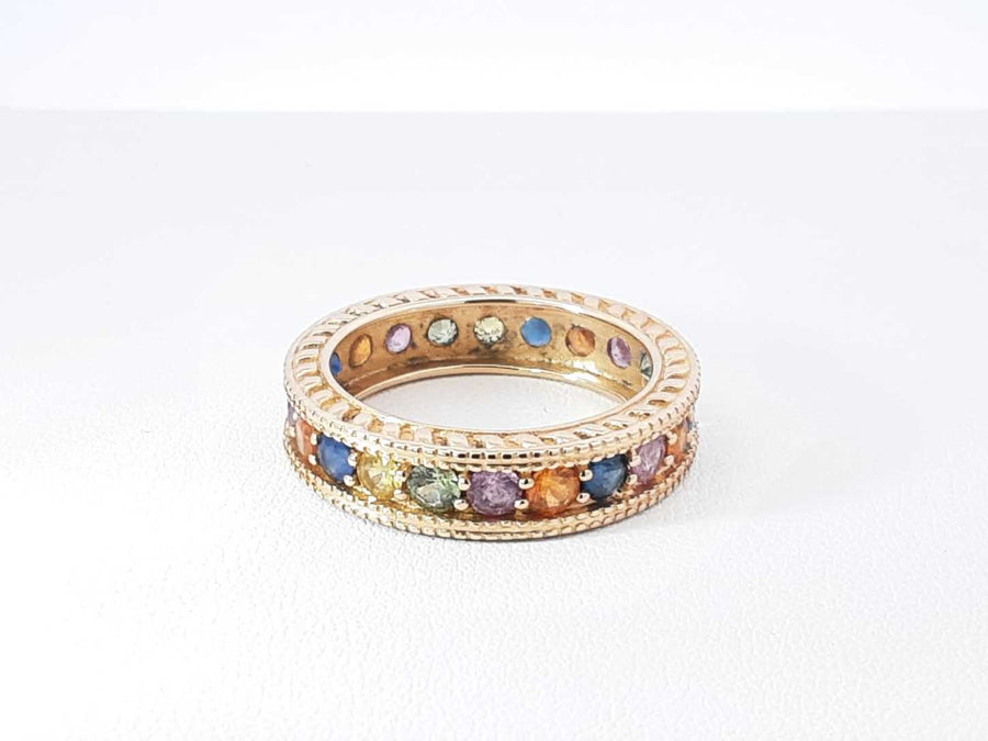 Rainbow Sapphire Eternity Band In 14k Yellow Gold 6 Grams Size 9 Fw1025lerdu