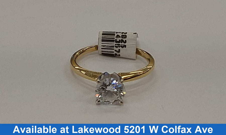 Women's Ring - Solitaire - Yellow Gold 14k (.585) 2.4 grams Size 5