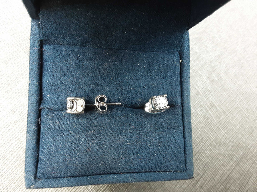 Double Stud Earring - White Gold 14k (.585) 1.4 grams
