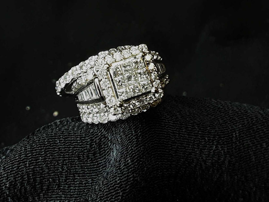 Ring - Wedding Set - White Gold 14k (.585) 10.1 grams Size 5.5