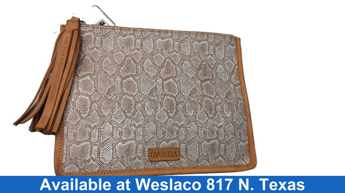 Consuela Anything Goes Snakeskin Clutch Beige / Tan Purse / Handbag