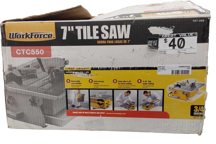 Workforce 7in Tile Saw White Corded Tile Saw