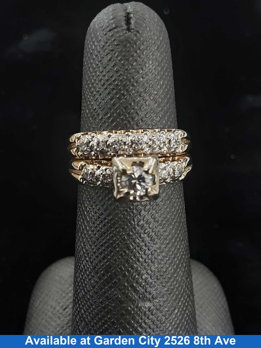 Ring - Wedding Set - Yellow Gold 14k (.585) 6.3 grams Size 6