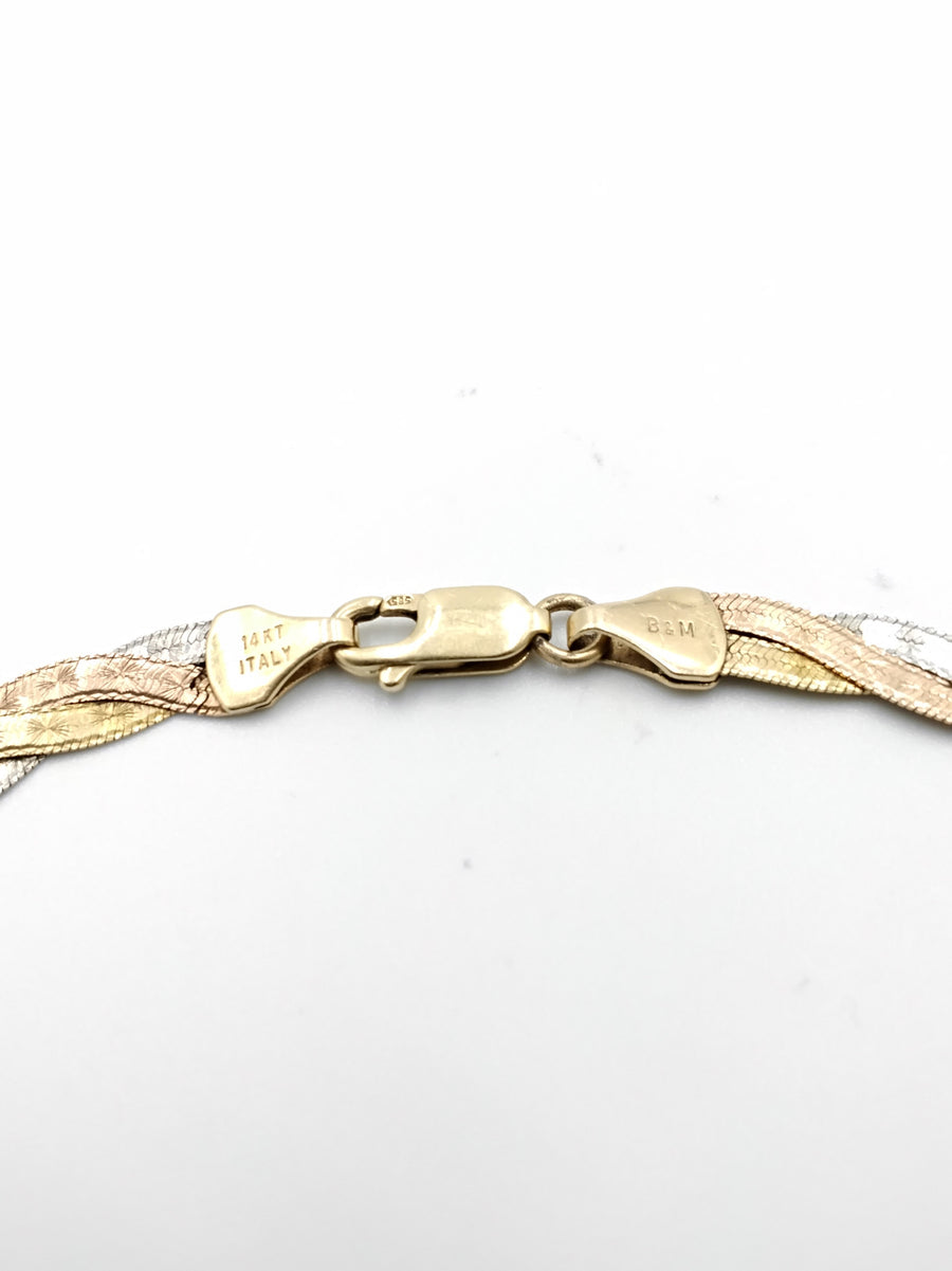 Tricolor Bracelet - Tricolor Gold 14k (.585) 5.4 grams 7 inch