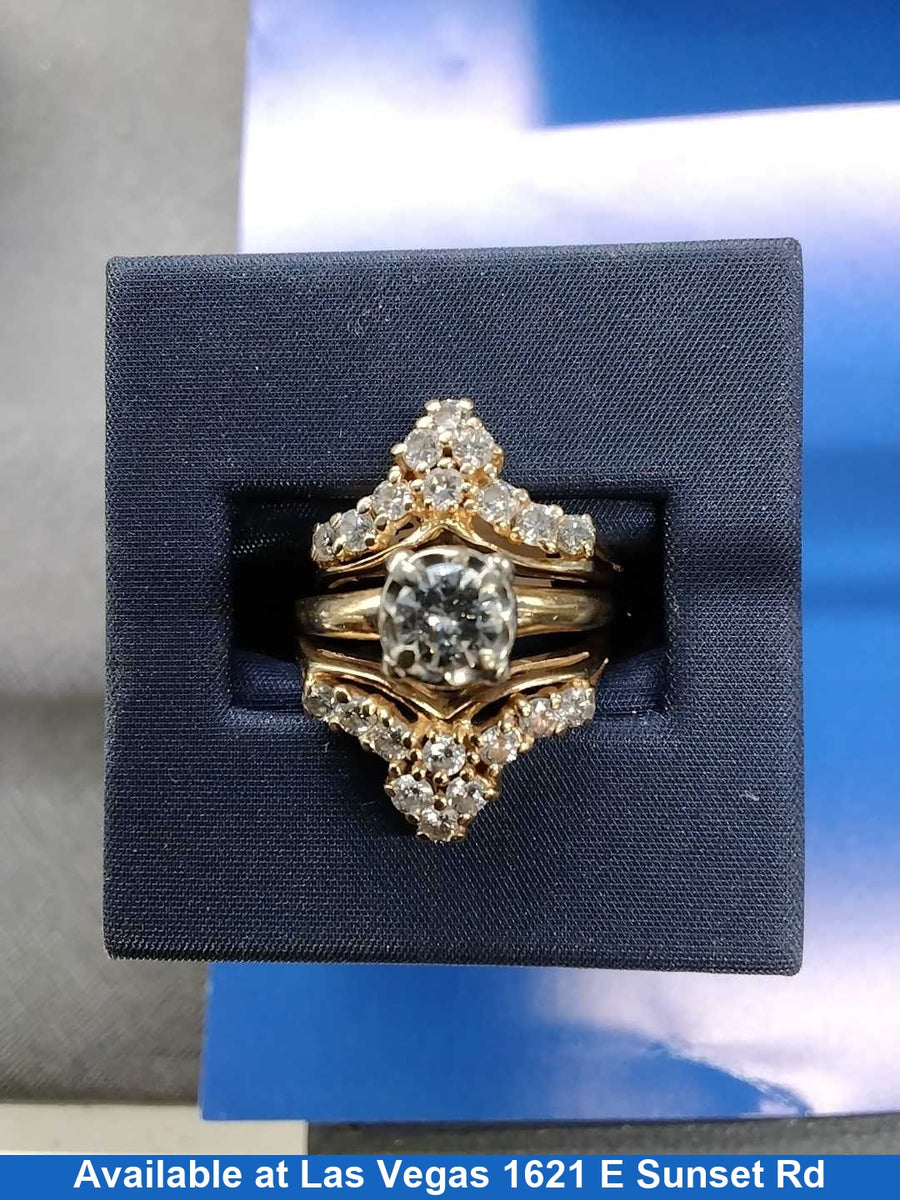 Ring - Wedding Set - Yellow Gold 14k (.585) 8.3 grams Size 7