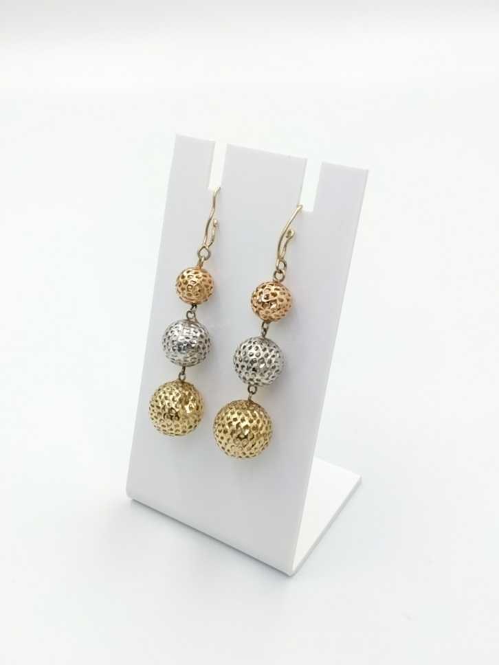 Gold Ball Earrings - Tricolor Gold 10k (.417) 3.5 grams