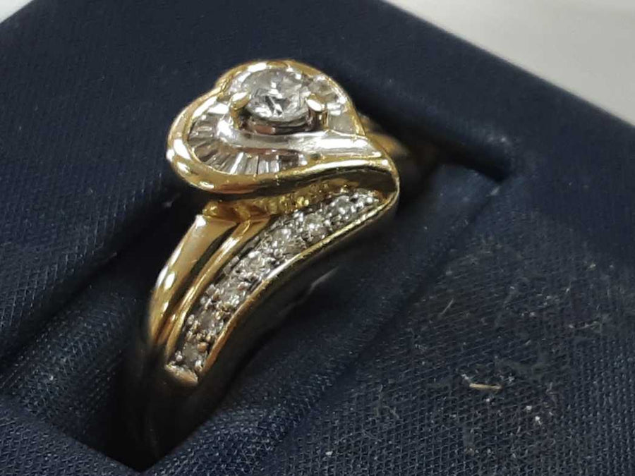 Ring - Engagement Set - Yellow Gold 10k (.417) 6.6 grams Size 20