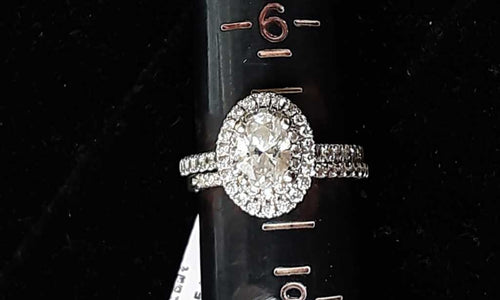 Ring - Engagement Set - White Gold 14k (.585) 6 grams Size 7