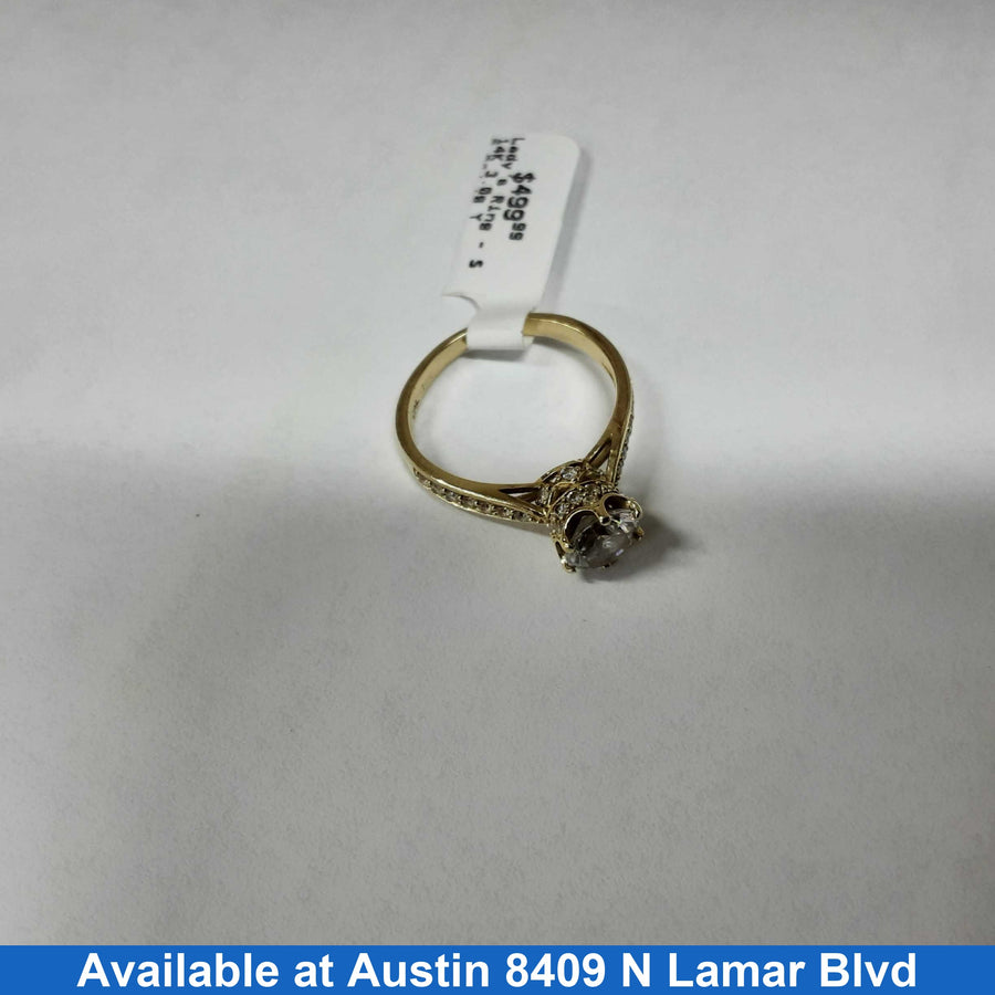 Women's Ring - Solitaire - Yellow Gold 14k (.585) 3 grams Size 7